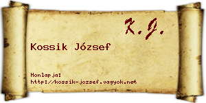 Kossik József névjegykártya